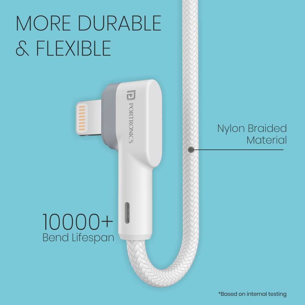 Portronics Konnect L Fast Charging 3A 8 Pin USB Cable with Charge & Sync Function