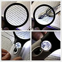 Magnifying Glass with 3 LED Lights - Dual Lenses for Reading & Jewelry Inspection