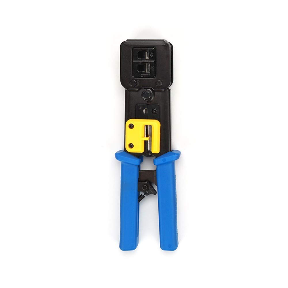 EZ RJ45 Crimping Tool with Round Cable Stripper Professional Pass Through Crimper for Cat5/Cat5e/Cat6/RJ11/RJ12 Connectors