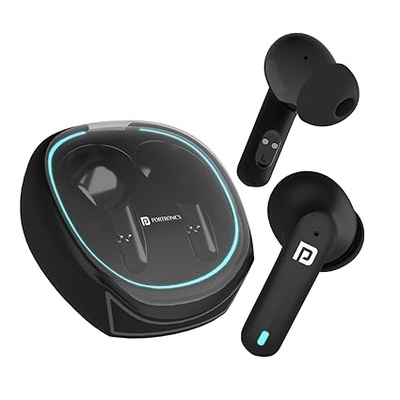 Portronics Harmonics Twins S11 Gaming Earbuds with Long Playtime,TWS Low Latency,Auto ENC Quad 4 Mics,BT5.3V,Rapid Pairing,IPX 4 Water Resistance,Wireless Earpods,in-Ear,Type C Fast Charging