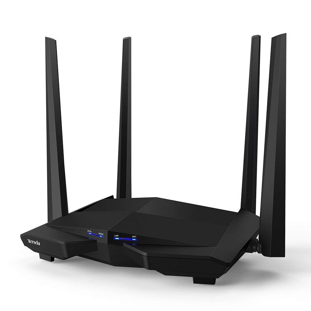 Tenda AC10 AC1200 Wireless Smart Dual-Band Gigabit WiFi Router, MU-MIMO, 4 Gigabit Ports, 867Mbps/5 GHz+ 300Mbps /2.4GHz, (Black, Not a Modem)