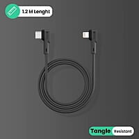 Portronics Konnect L 20W PD Quick Charge Type-C to 8-Pin USB Mobile Charging Cable, 1.2M, Tangle Resistant, Fast Data Sync (Grey)