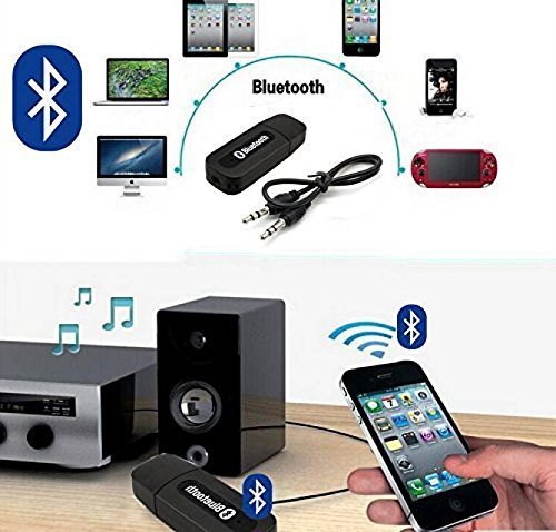 Bluetooth Adapter Audio Music Receiver with 3.5mm aux Cable Compatible with Car Media Player and Convert Old Speakers into Wireless