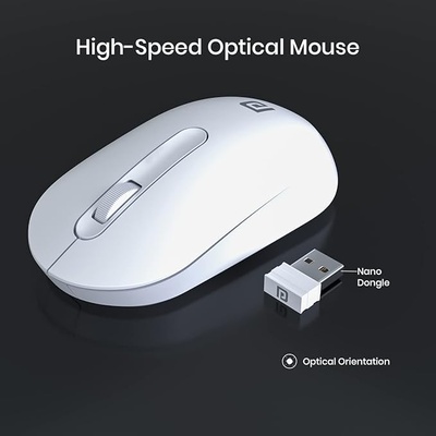 Portronics Toad 13 2.4 GHz Wireless Optical Mouse with USB Nano Receiver, 1200 DPI Resolution Optical Sensor(White)