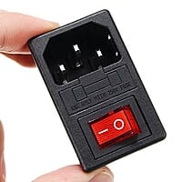 3 Pin AC Power Socket With Indicator Switch and Fuse Connector Socket