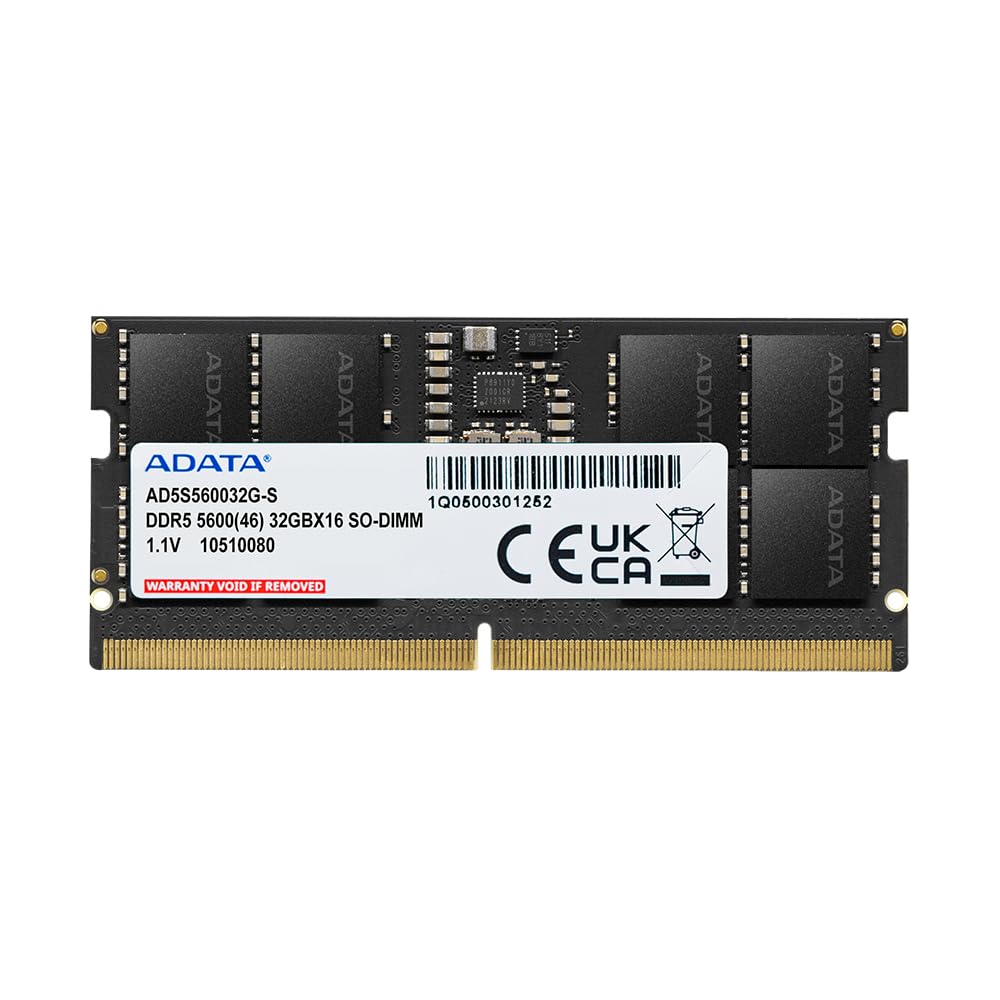 ADATA Premier (SO-DIMM) DDR5 Laptop Memory, Single RAM Module, Supports Intel & AMD Latest CPU, Intel XMP & AMD Expo, Built in PMIC, On Die ECC, Low Voltage, More Bandwidth-Without Heat Sink