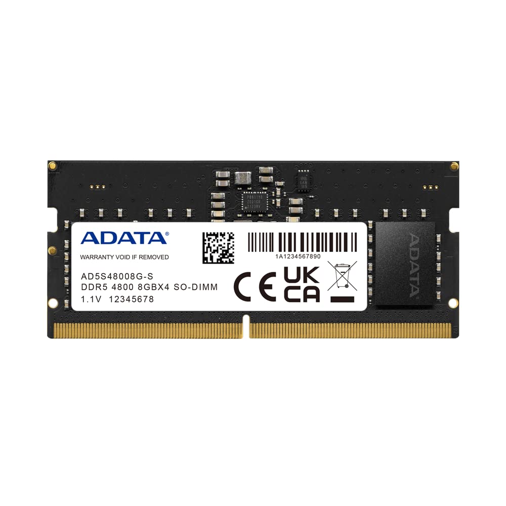 ADATA Premier (SO-DIMM) DDR5 Laptop Memory, Single RAM Module, Supports Intel & AMD Latest CPU, Intel XMP & AMD Expo, Built in PMIC, On Die ECC, Low Voltage, More Bandwidth-Without Heat Sink