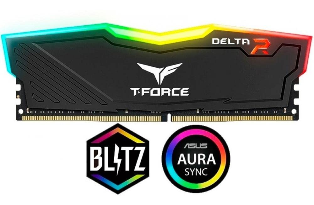 TeamGroup T-Force Delta RGB DDR4 Desktop Gaming Memory, Metal Heatsink, ARGB Motherboard Sync, XMP 2.0, for Intel/AMD CPU, High Performance Low Latency RAM Module