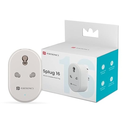 Portronics Splug 16 Wifi 16A Smart Plug Suitable for AC, Geyser, TVs, Fan Compatible with Alexa and Google Assistant