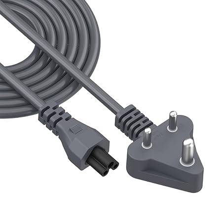 Portronics Konnect G2 Laptop Power Cable with 3PIN Clover Power Connector, 1.5M Cord Length, 350W Load Capacity(Grey)