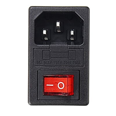 3 Pin AC Power Socket With Indicator Switch and Fuse Connector Socket