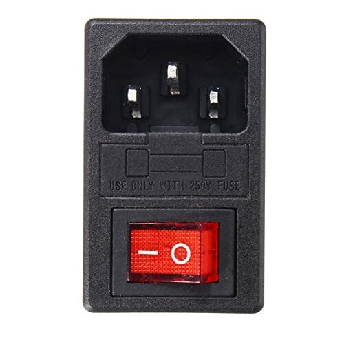 3 Pin AC Power Socket With Indicator Switch and Fuse Connector Socket