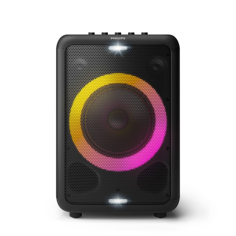 Philips TAX3206 Bluetooth Party Speaker – 80W Power, 14 Hours Playtime, Karaoke, Guitar/Mic Input, Party Lights, Carry Handle