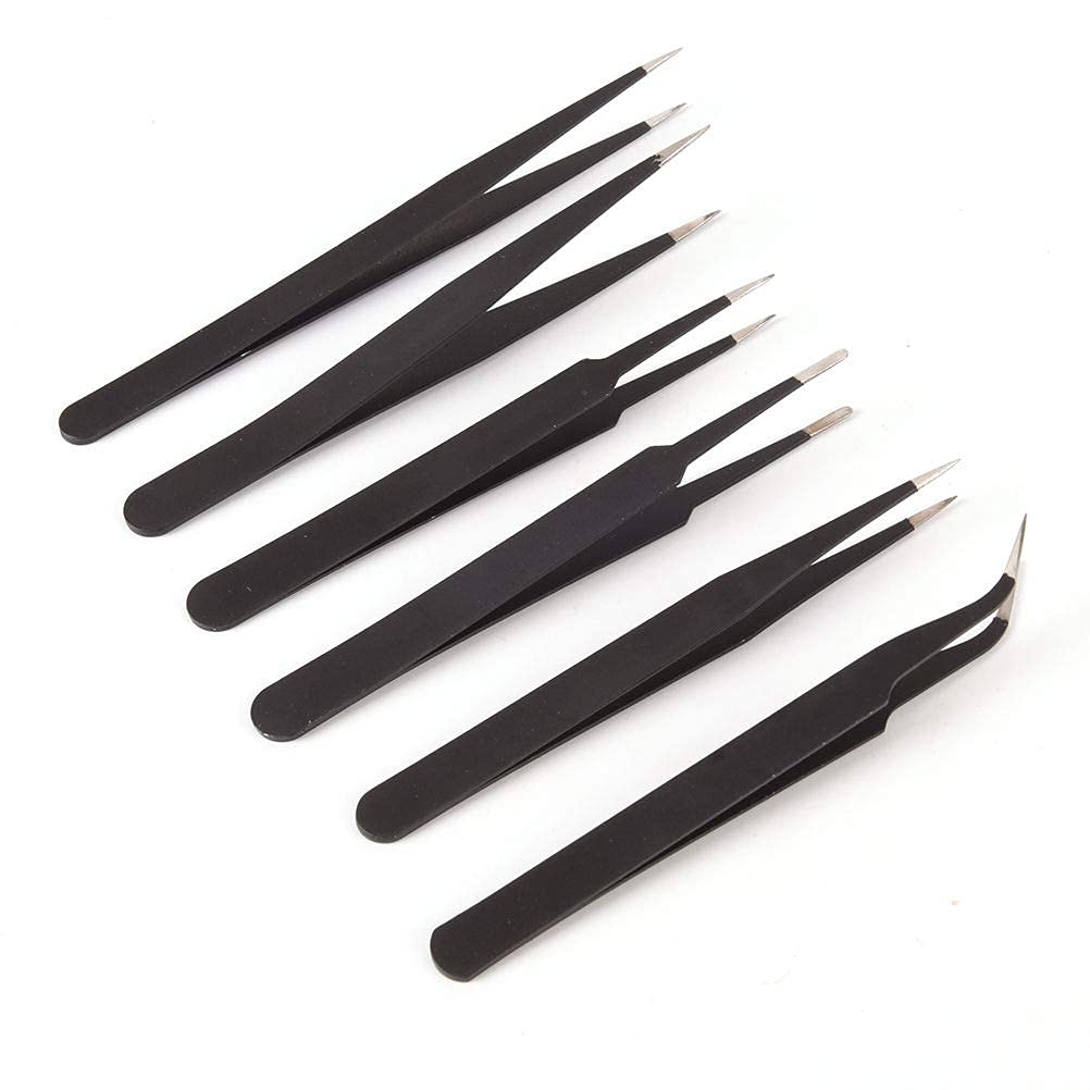 6-Piece Anti-Static Tweezer Set for Electronics Repair, Soldering, Crafting & Jewelry | Precision Stainless Steel Tweezers | ESD Safe Tools for Professionals & DIY