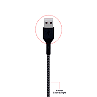 Champion USB to Type-C 2.4Amp Data Sync & Charging Cable Braided 1M for all Android & USB Type-C Devices (Grey)