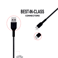 Champion USB to Type-C 2.4Amp Data Sync & Charging Cable Braided 1M for all Android & USB Type-C Devices (Grey)