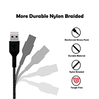 Champion USB to Type-C 2.4Amp Data Sync & Charging Cable Braided 1M for all Android & USB Type-C Devices (Grey)