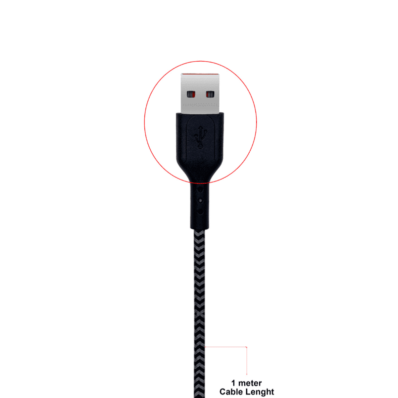 Champion USB to Micro 2.4Amp Data Sync & Charging Cable Braided 1M for all Android & Micro USB Devices (Grey)