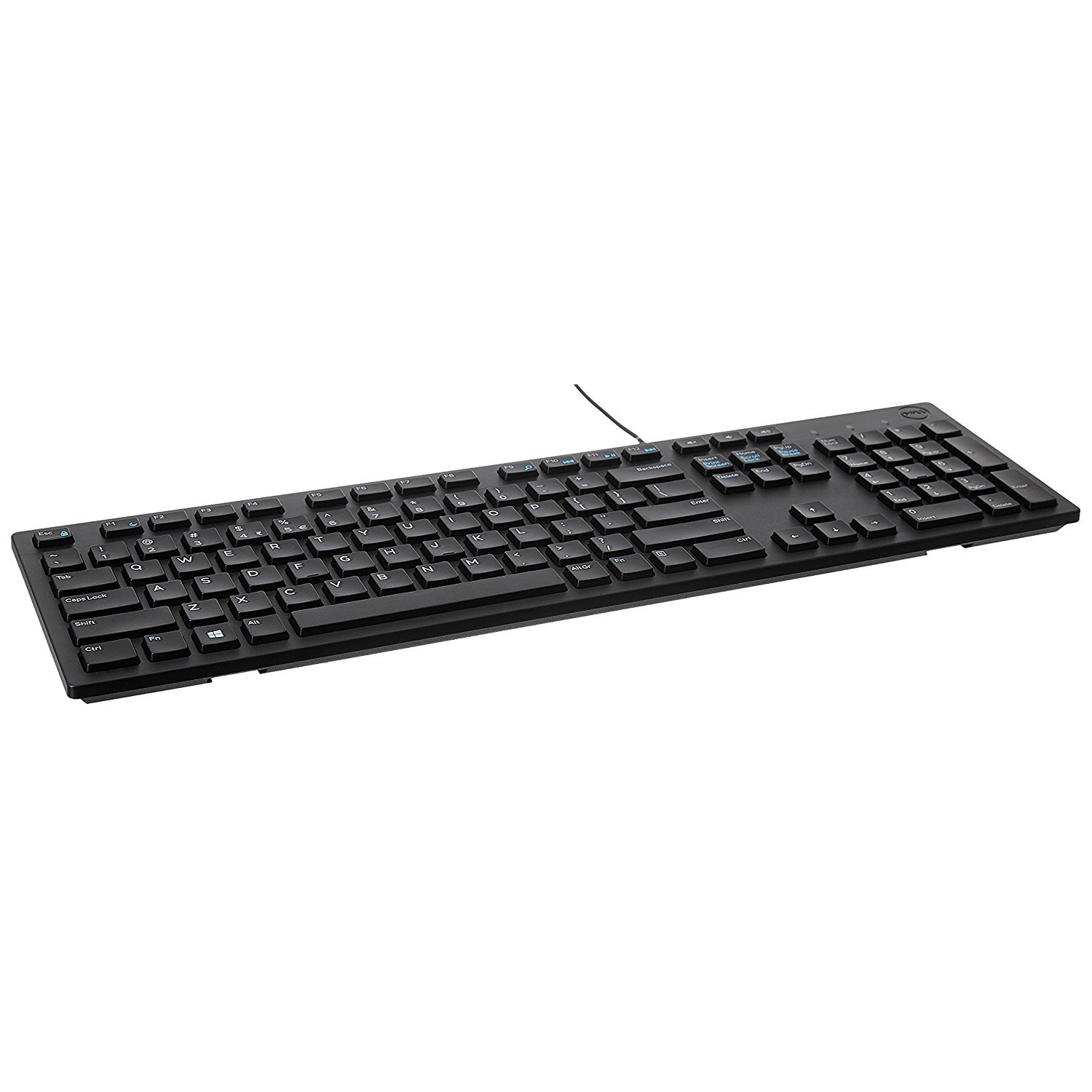 Dell KB216 Wired Multimedia Keyboard - USB Interface, Plunger Key Technology, Chiclet Key Style, Hot Keys for Volume, Mute, Play/Pause, Navigation