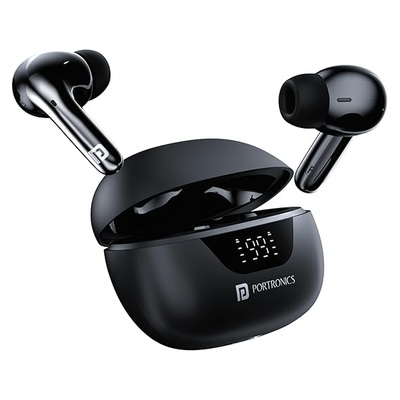 Portronics Harmonics Twins 28 ANC TWS in Ear Earbuds with Smart Touch Control, 50 Hours Playback, Quad Mic ENC, Low Latency, 13mm Dynamic Driver, IPX 5 Water Resistant, Fast Type C Charging