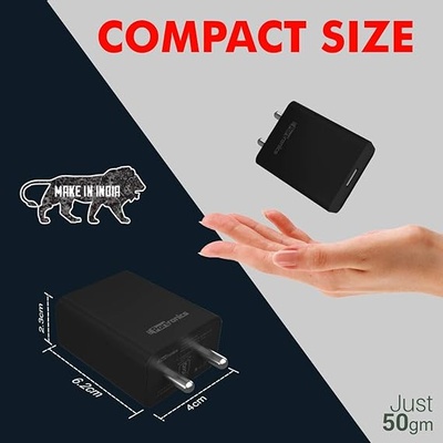 Portronics Adapto 62 C 2.4A 12W Fast Wall Charger with 1M Type C Cable, BIS Certified, Made in India,Single USB Charging Adapter for iPhone Portronics Adapto 62 C 2.4A 12W Fast Wall Charger with 1M Type C Cable, BIS Certified, Made in India,Single USB Charging Adapter for iPhone