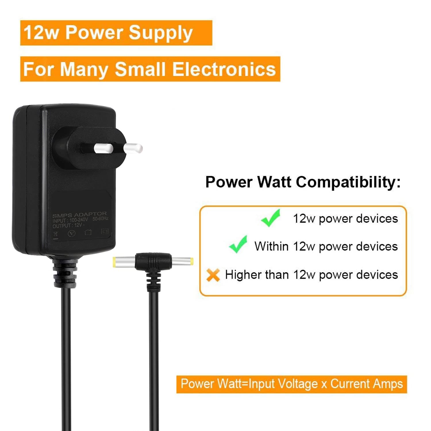 12V 2A DC Power Adapter, Power Supply AC Input 100-300 V for Set Top Box, DTH Box, CCTV System, Router, LED Light Strip, Other Electronics & IT Gadgets