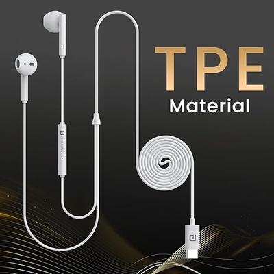 Portronics Conch Theta C in Ear Type C Wired Earphones with in Line HD Mic, Powerful Audio, 14.2mm Driver, Unique Earbuds Design, TPE Anti Tangle Wire, in line Controls, Wide Compatibility