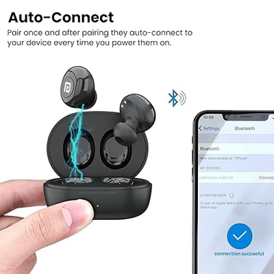 Portronics Harmonics Twins S3 Smart TWS Bluetooth 5.3 in Ear Earbuds with 20 Hrs Playtime, 8Mm Drivers, Type C Charging, Ipx4 Water Resistant, Low Latency, Lightweight Design(Black)