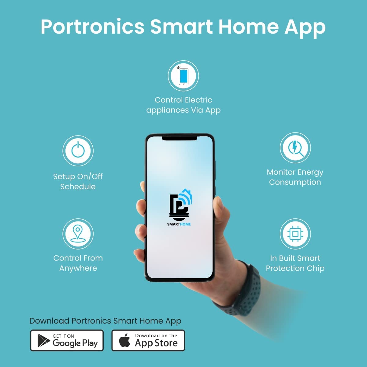 Portronics Splug 10 Wifi 10A Smart Plug Suitable for TVs, Fan, Light, Music System Compatible with Alexa and Google Assistant