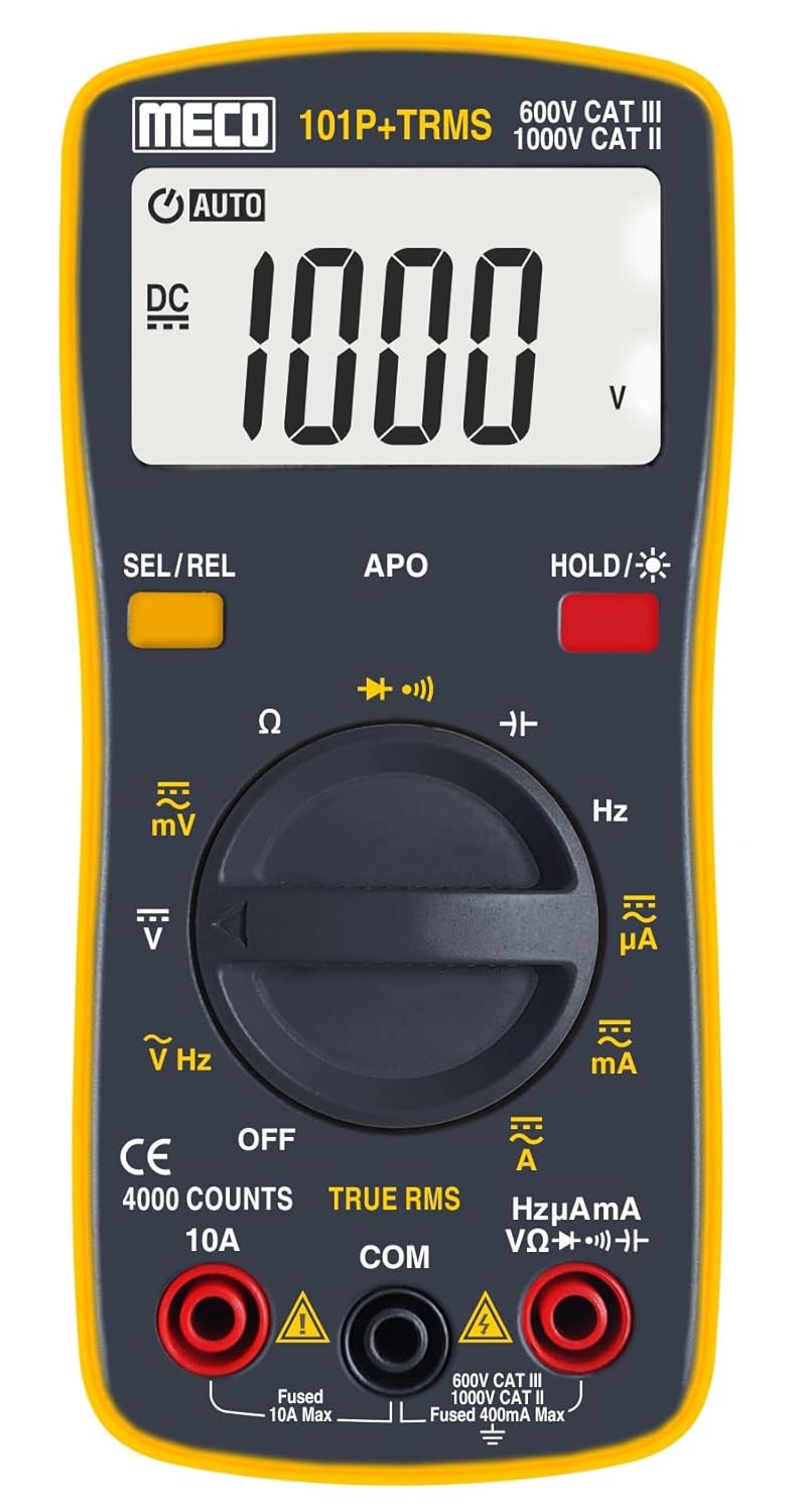 Meco 101B+  3 ¾ Digit / 4000 Count Autoranging Pocket Size Digital Multimeter with Backlight, Audible Continuity, Data Hold and APO functions