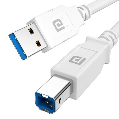 Portronics PrintLink 5 Printer Cable with USB Type-A to USB Type-B Male Connectors, 5 Meters / 16.5 Ft Long, High-Speed Transfer Cord for Printers & Scanners (White)