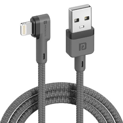 Portronics Konnect L 2M Fast Charging 3A 8 Pin USB Cable with Charge & Sync Function (Grey)