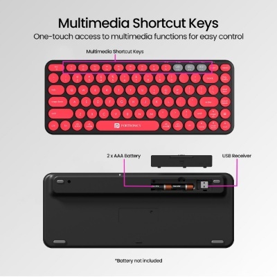 Portronics Bubble 2.0 Wireless Keyboard with Bluetooth + 2.4 GHz Receiver, Connect 3 Devices, Compact TKL Size, 10m Working Range, Function Shortcut Keys, for Laptop, PC, Smartphone, Tablet