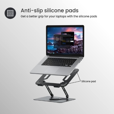 Portronics My Buddy K9 Portable Laptop Stand - Adjustable Elevation Levels - Ventilated Anti-Slip Design - 360-degree Rotating Base