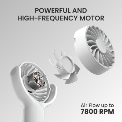 Portronics Toofan Mini Portable Rechargeable Fan with 3 Speed Modes, Upto 7800 RPM Max Speed, 2000 mAh Battery, Type C Charging Port, Magnetic Base for Stability