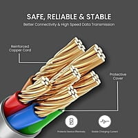 Portronics Konnect L 60W PD Type C to Type C Mobile Charging Cable, 1.2M, Fast Data Sync, Tangle Resistant, TPE+Nylon Braided (Grey)