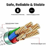 Portronics Konnect C1 20W PD Type C to Type C Data & Charging Cable Nylon Braided, Metal Heads, 1M Length (White)