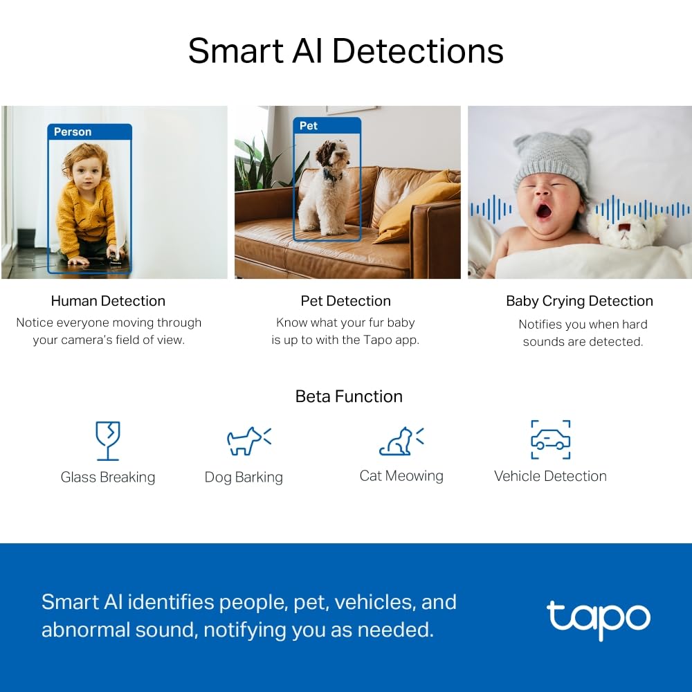 TP-Link Tapo C220 Pan/Tilt Smart Ai 2K 4Mp Qhd 1440P Home Security Wi-Fi Camera| Alexa & Google Assistant Enabled |Night Vision|Two-Way Audio| Motion Detection