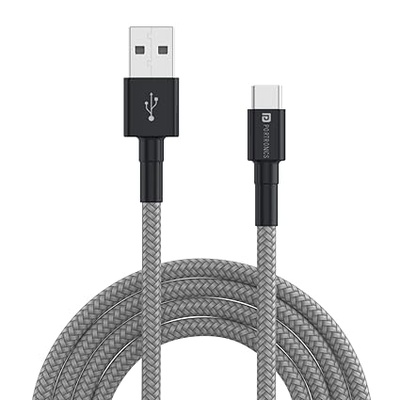 Portronics Nylon Braided Fast Charging And Data Sync 3.0 Amp Konnect B Micro Usb Cables With Pvc Heads For Smartphone, Tablet, Laptop 1M - WHITE