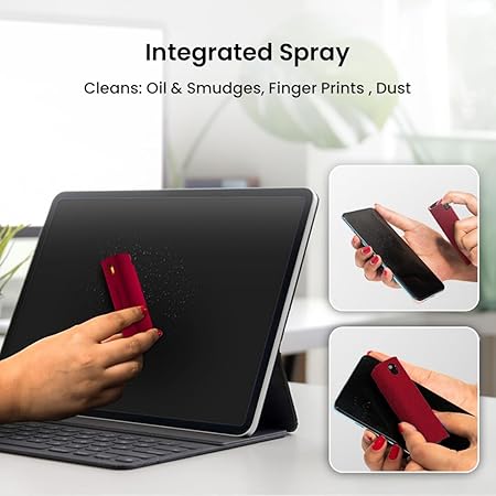 Portronics Swipe 2 Screen Cleaner & Duster with Refillable Spray Bottle, Plush Micro Fiber Duster, Chemical Free for Monitors & Laptop Screen, Smartphones & Tablets(Red)