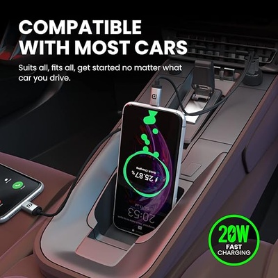 Portronics Car Power 7 20W Fast Charging With Dual Output Rapid Charge Compatible With Cellular Phones (Black)