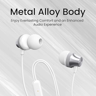 Portronics Conch Theta A in Ear 3.5mm Wired Earphones with In Line HD Mic, Powerful Audio, 14.2mm Dynamic Driver, Unique Earbuds Design, TPE Anti Tangle Wire