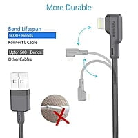 Portronics Konnect L 1.2M Fast Charging 3A 8 Pin USB Cable with Charge & Sync Function for iPhone, iPad (Grey)