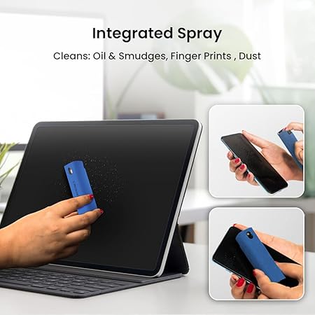 Portronics Swipe 2 Screen Cleaner & Duster with Refillable Spray Bottle, Plush Micro Fiber Duster, Chemical Free for Monitors & Laptop Screen, Smartphones & Tablets(Blue)