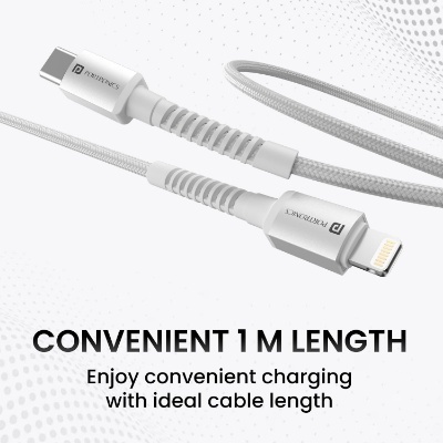 Portronics Konnect X Type C to 8-Pin 27W Fast Charging Cable, Premium TPE Material, Support to all Lightning Devices 1M Length