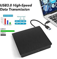 Portable USB Pop-up External DVD-RW Drive for Windows, Linux, Mac – Plug & Play DVD Player & Writer