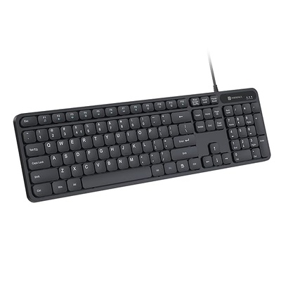 Portronics Ki-Pad 3 USB Wired Keyboard with Large Keycaps, Noise-Free Typing, Fn Multimedia Hotkeys, Full-Size Layout with Num Pad, Ergonomic Design, 1.5m USB Cable, for Laptop, PC, Mac