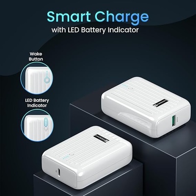 Portronics Zapcell 10k 10000mAh 22.5W Pocket Size Nano Powerbank with Compact & Light Weight Design,Type C PD Output/Input, USB-A Output,Power Delivery,Quick Charge for iPhone, Android,Other Devices