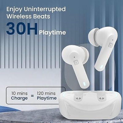 Portronics Harmonics Twins S11 Gaming Earbuds with Long Playtime,TWS Low Latency,Auto ENC Quad 4 Mics,BT5.3V,Rapid Pairing,IPX 4 Water Resistance,Wireless Earpods,in-Ear,Type C Fast Charging