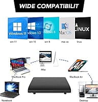 Portable USB Pop-up External DVD-RW Drive for Windows, Linux, Mac – Plug & Play DVD Player & Writer